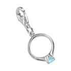 Sterling Silver Cubic Zirconia Ring Charm, Women's, Blue