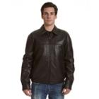 Men's Excelled Leather Shirt-collar Jacket, Size: Large, Brown