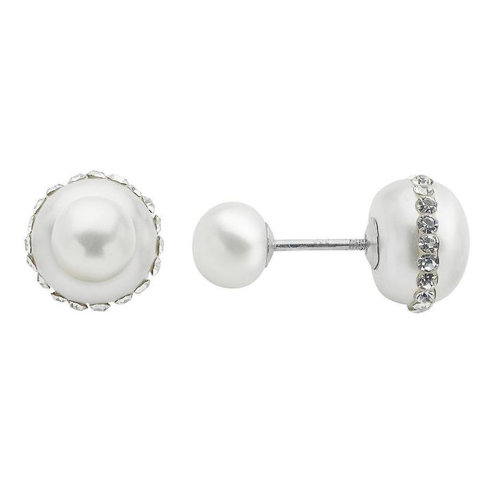 Pearlustre By Imperial Sterling Silver Freshwater Cultured Pearl Front-back Stud Earrings, Women's, White