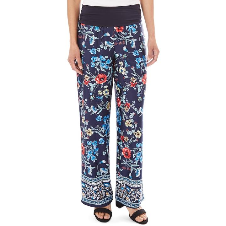 Women's Apt. 9&reg; Print Palazzo Pant, Size: Large, Multi Floral Border
