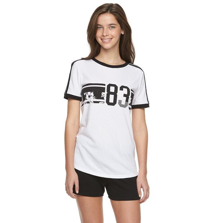 Juniors' So&reg; Ringer Graphic Tee, Size: Large, White