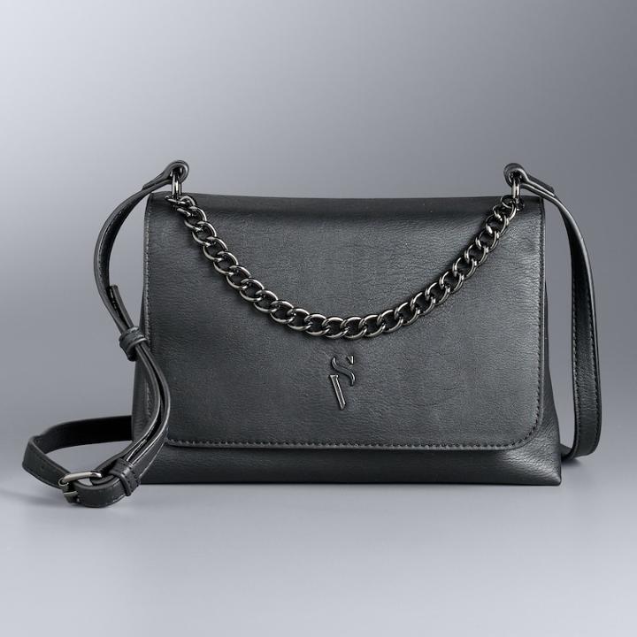 Simply Vera Vera Wang Jamie Flap Crossbody, Women's, Black