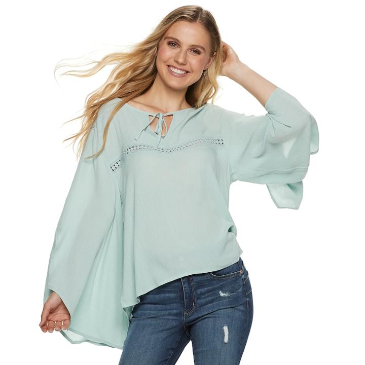 Juniors' Grayson Threads Tassel Peasant Top, Teens, Size: Xl, Blue