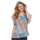 Women's Dana Buchman Flutter Sleeve Peplum Top, Size: Xl, Blue