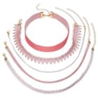 Pink Lace & Velvet Choker Necklace Set, Women's