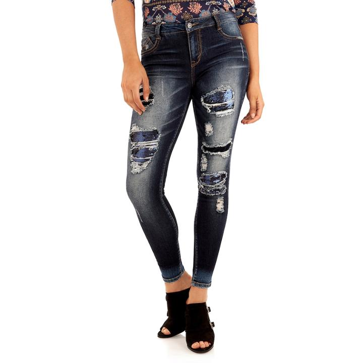 Juniors' Wallflower Ripped Skinny Jeans, Teens, Size: 5, White Oth