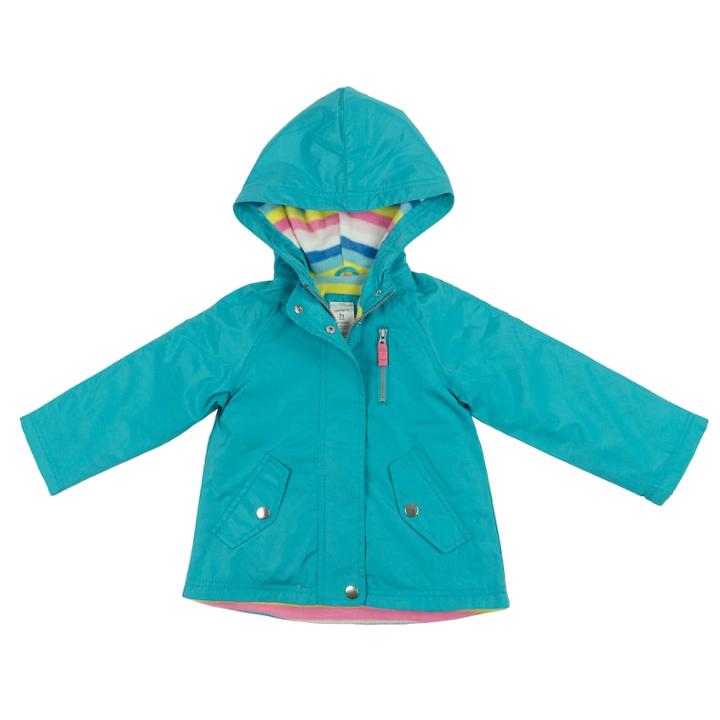 Girls 4-8 Carter's Midweight Fleece Lined Windbreaker, Size: 7, Turquoise/blue (turq/aqua)