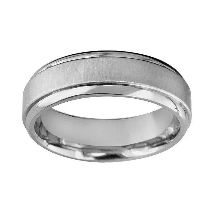 Titanium Raised Center Wedding Band - Men, Size: 12.50, Grey