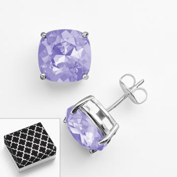 Illuminaire Silver-plated Crystal Stud Earrings - Made With Swarovski Crystals, Women's, Purple