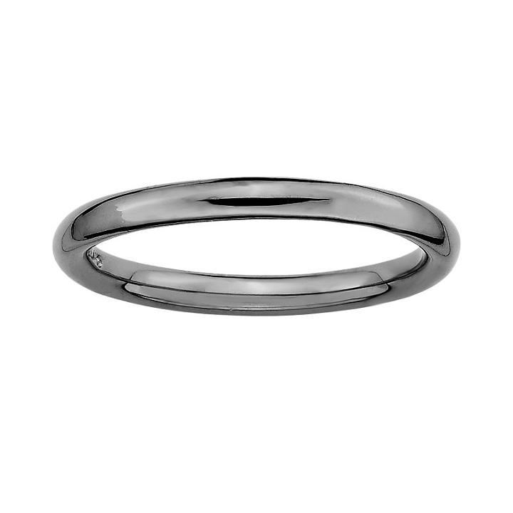 Stacks And Stones Ruthenium-plated Sterling Silver Stack Ring, Women's, Size: 9, Black