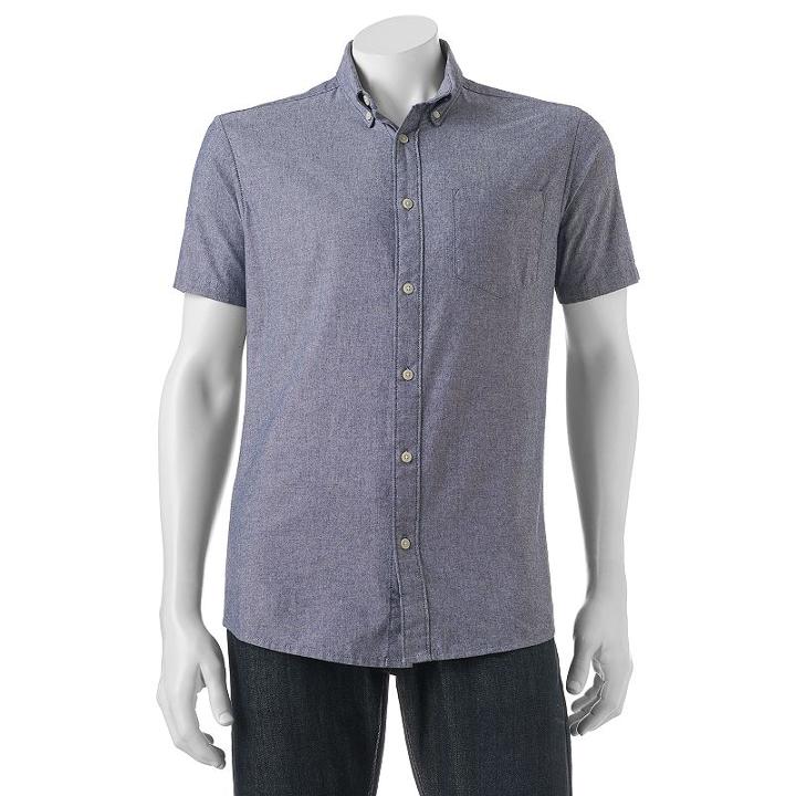 Men's Urban Pipeline&reg; Chambray Button-down Shirt, Size: Small, Blue (navy)