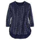Girls 7-16 Fire, Love 3/4-length Sleeve Side Slit Tee, Size: Large, Blue (navy)
