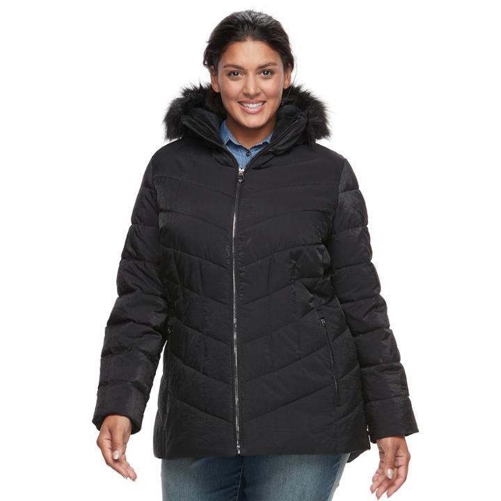 Plus Size Camryn Quilted Puffer Jacket, Women's, Size: 3xl, Black