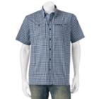 Men's Field & Stream Coldwater Checked Button-down Guide Shirt, Size: Medium, Blue (navy)