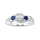 Diamonluxe 1 1/3 Carat T.w. Simulated Diamond & Lab-created Sapphire 3-stone Ring, Women's, Size: 8, White