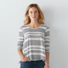 Women's Sonoma Goods For Life&trade; Lace-up Striped Top, Size: Xl, Dark Blue