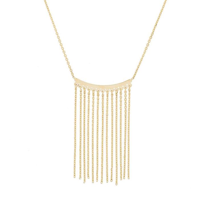 14k Gold Curved Bar Fringe Necklace, Women's, Size: 18, Yellow