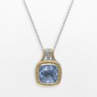 Siri Usa By Tjm 14k Gold Over Silver And Sterling Silver Simulated Blue Quartz Square Frame Pendant, Women's, Size: 18