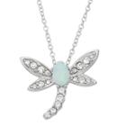 Lab-created Opal & Crystal Sterling Silver Dragonfly Pendant Necklace, Women's, Size: 18, Purple