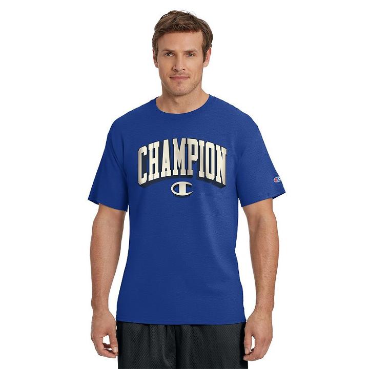 Men's Champion Graphic Tee, Size: Medium, Med Blue