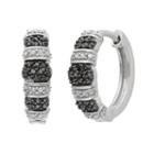 1/4 Carat T.w. Black And White Diamond Sterling Silver Striped Hoop Earrings, Women's