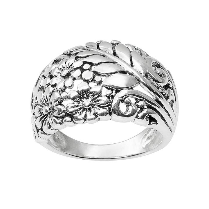 Journee Collection Sterling Silver Flower Ring, Women's, Size: 9, Grey
