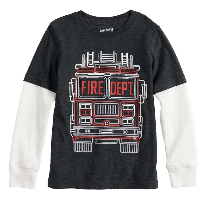Boys 4-12 Jumping Beans&reg; Thermal Mock Layer Graphic Tee, Size: 4, Black