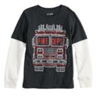 Boys 4-12 Jumping Beans&reg; Thermal Mock Layer Graphic Tee, Size: 4, Black