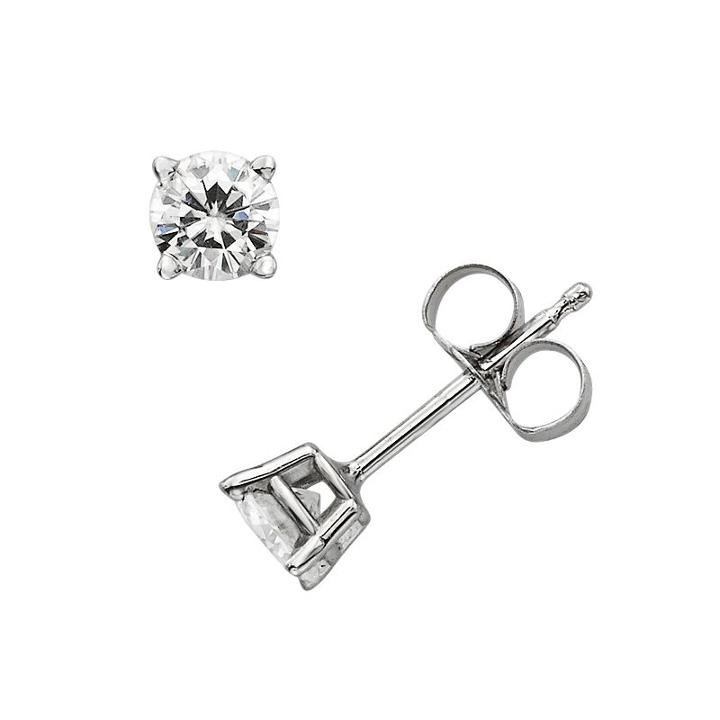 Forever Brilliant 14k White Gold 4/9-ct. T.w. Round-cut Lab-created Moissanite Stud Earrings, Women's