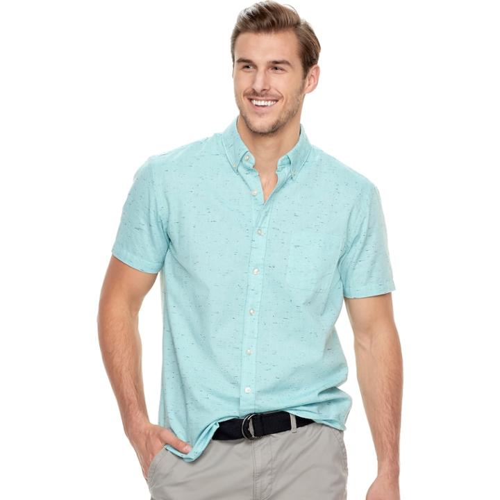 Big & Tall Sonoma Goods For Life&trade; Modern-fit Textured Button-down Shirt, Men's, Size: 4xb, Med Green
