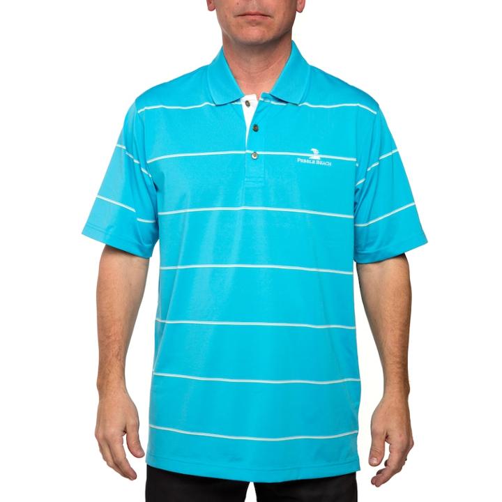 Men's Pebble Beach Classic-fit Engineer-striped Performance Golf Polo, Size: Xl, Turquoise/blue (turq/aqua)