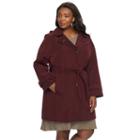 Plus Size Tower By London Fog Hooded Raincoat, Women's, Size: 2xl, Dark Red