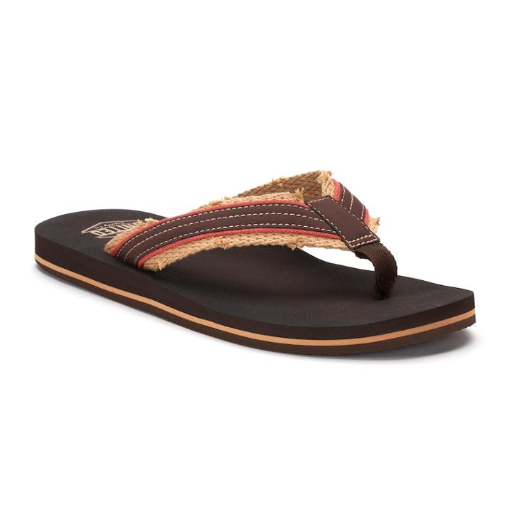 Men's United Supply Co. Frayed Flip-flops, Size: Large, Brown