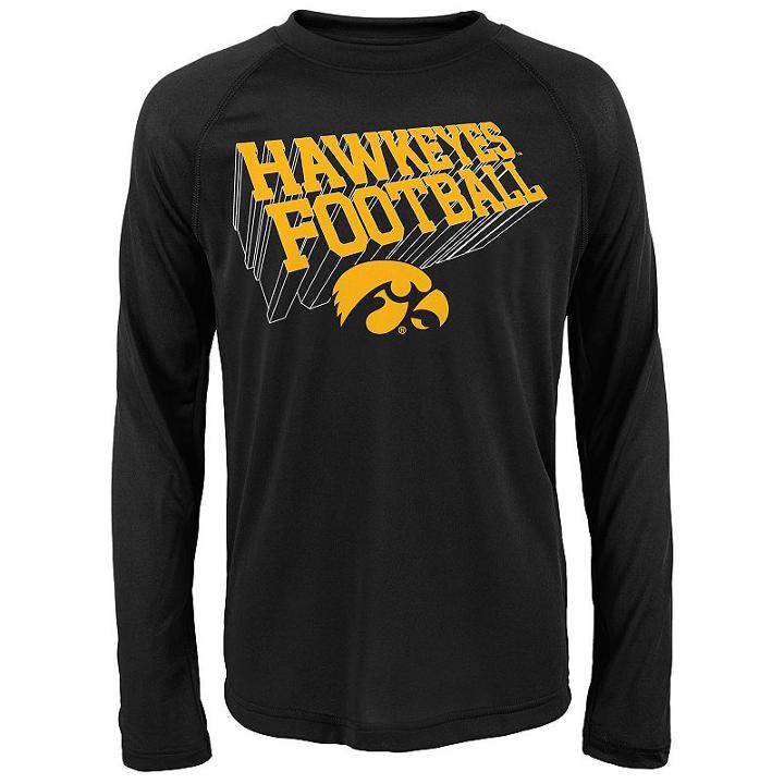 Boys 8-20 Iowa Hawkeyes Dimensional Long-sleeve Performance Tee, Boy's, Size: L(14/16), Black