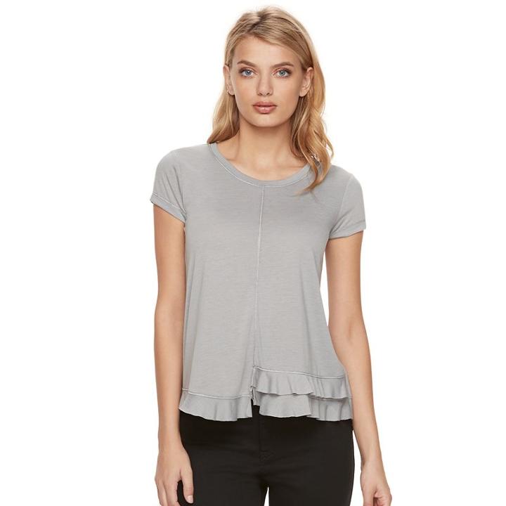 Women's Juicy Couture Asymmetrical Ruffle Tee, Size: Xs, Grey