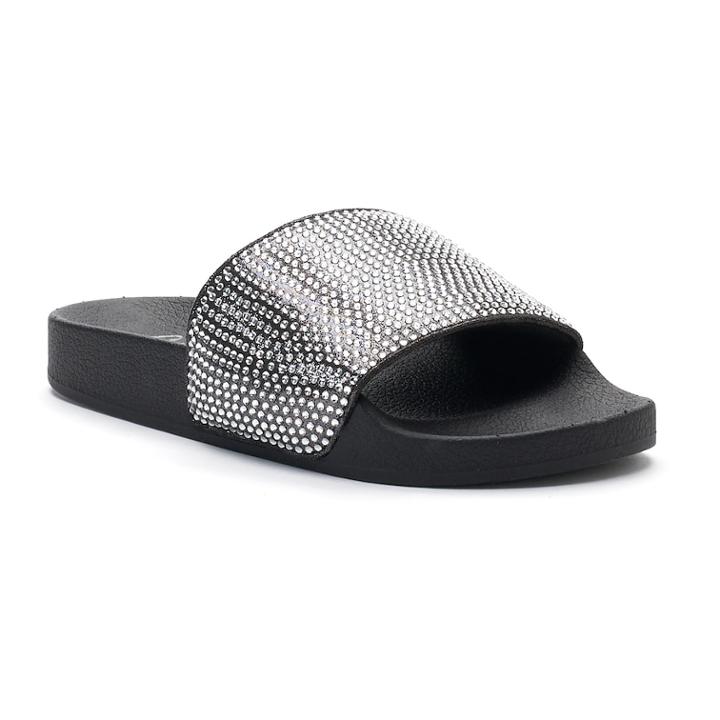 Candie's&reg; Women's Rhinestone Slide Sandals, Size: Medium, Black