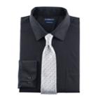 Men's Croft & Barrow&reg; Fitted Stretch-collar Dress Shirt And Patterned Tie Boxed Set, Size: M-32/33, Black