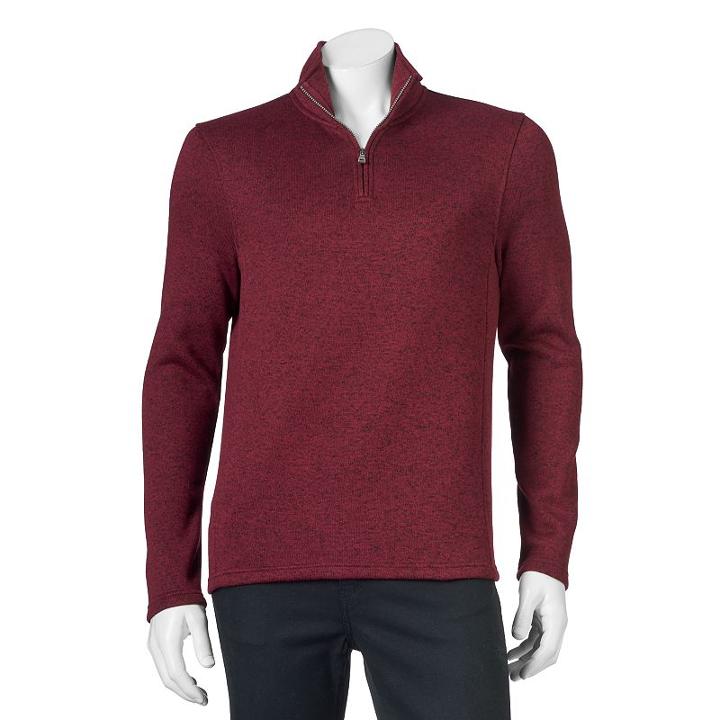 Big & Tall Urban Pipeline&reg; Solid Fleece Quarter-zip Sweater, Men's, Size: Xl Tall, Red