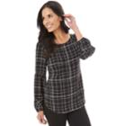 Women's Apt. 9&reg; Printed Balloon Top, Size: Small, Checkers