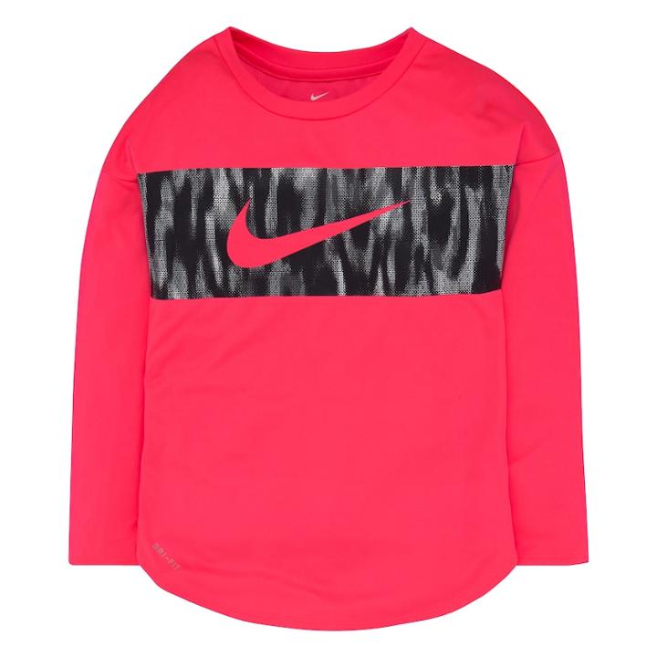 Girls 4-6x Nike Dri-fit Colorblock Long-sleeved Tee, Size: 6, Brt Pink