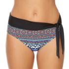 Women's Aqua Couture Paisley Sash Hipster Bikini Bottoms, Size: Medium, Blue