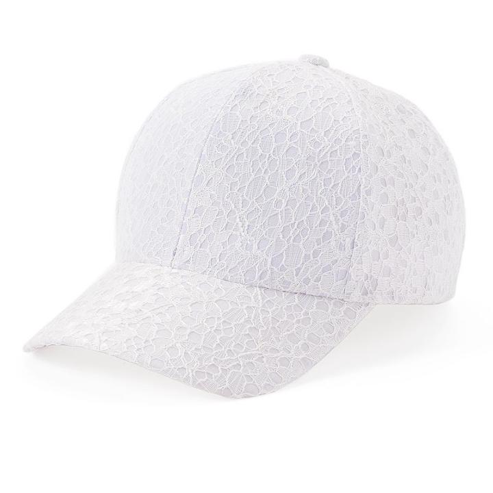 Women's So&reg; Floral Lace Baseball Cap, White