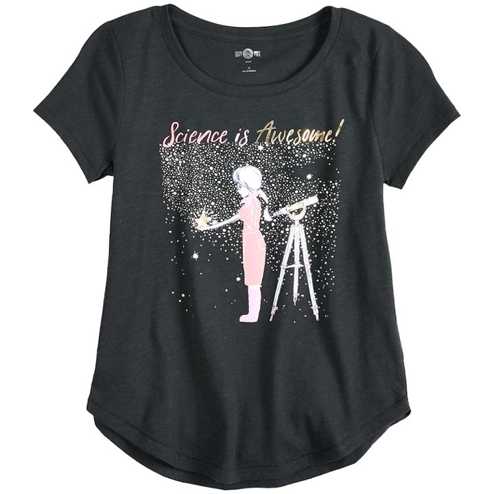 Girls 7-16 & Plus Size So&reg; Curve Hem Shiny Graphic Tee, Size: 16 1/2, Oxford