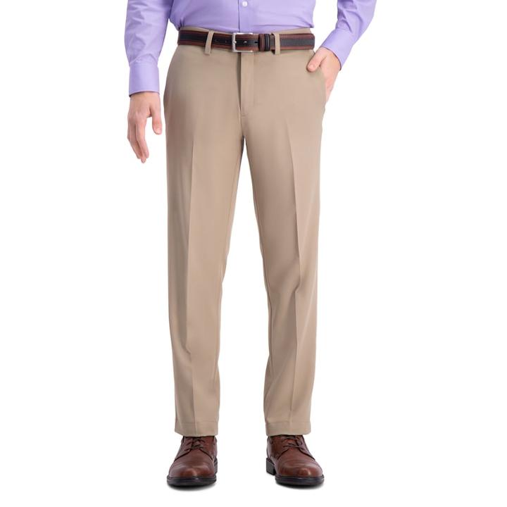 Men's Haggar® Cool 18® Pro Straight-fit Wrinkle-free Flat-front Super Flex Waist Pants, Size: 38x32, Med Beige