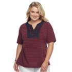 Plus Size Croft & Barrow&reg; Floral Embroidered Top, Women's, Size: 3xl, Orange