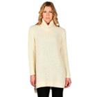 Women's Larry Levine High-low Turtleneck Tunic Sweater, Size: Medium, Natural