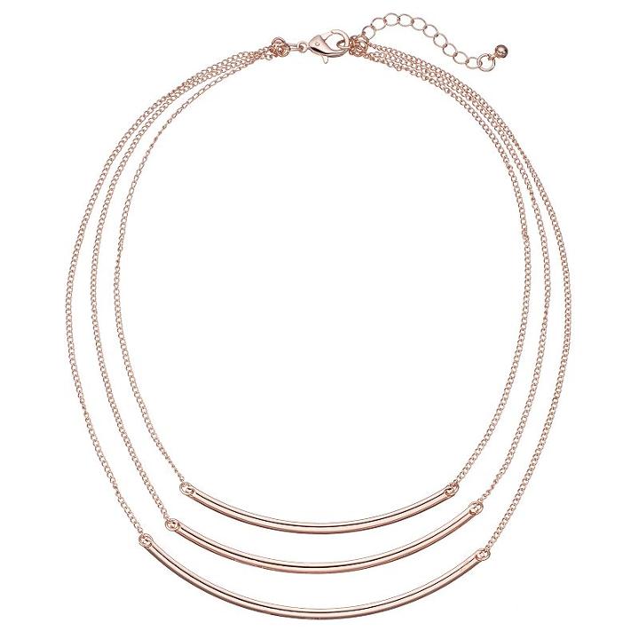 Apt. 9&reg; Curved Bar Layered Necklace, Women's, Pink