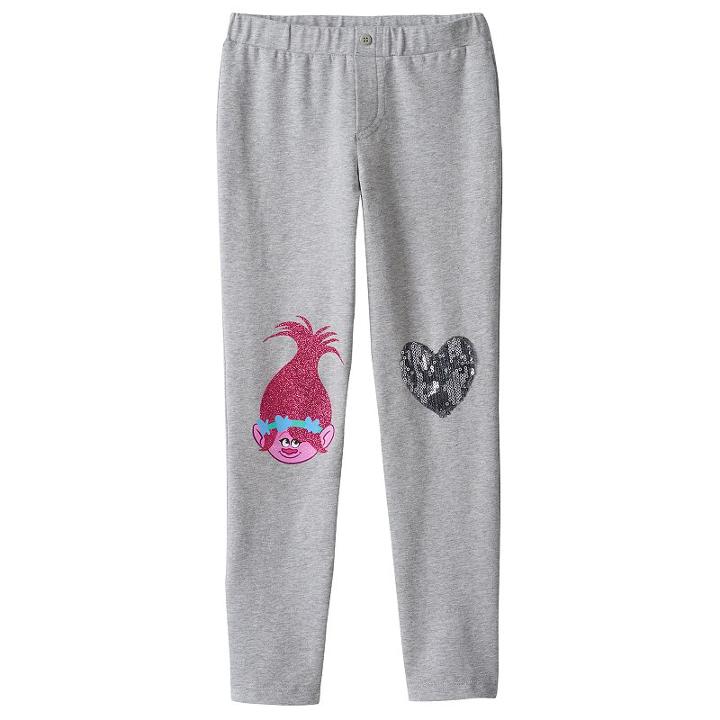 Girls 4-6x Dreamworks Trolls Poppy Leggings, Girl's, Size: 4, Light Grey