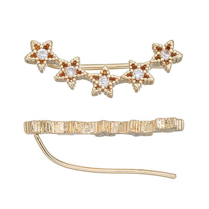 Lc Lauren Conrad Cubic Zirconia Star Ear Climbers, Women's, Gold