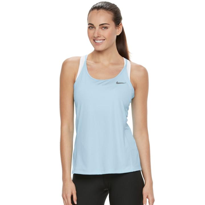 Women's Nike Dri-fit Mesh Racerback Tank Top, Size: Large, Blue (navy)